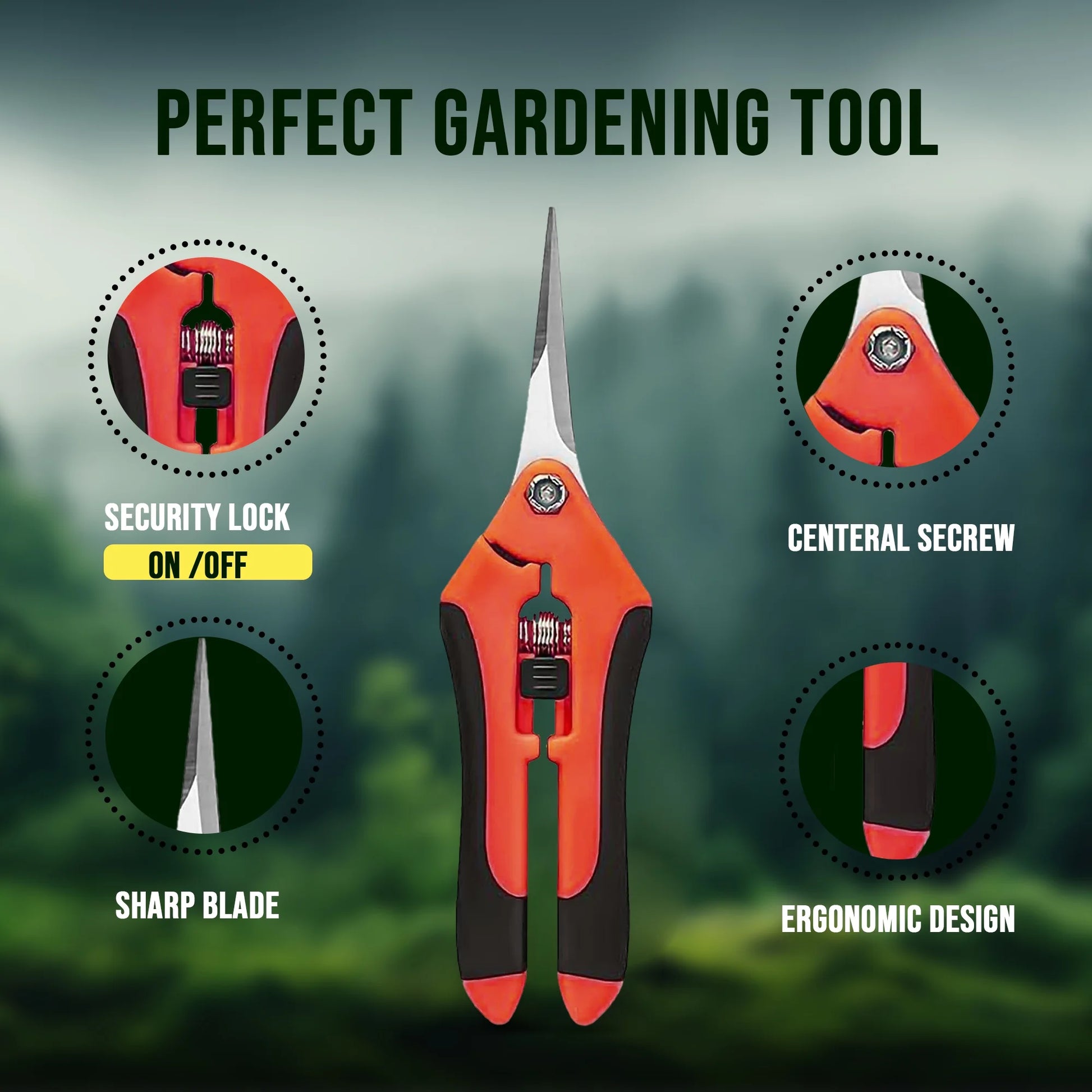 Plant Pruning Shears, Stainless Steel Garden Pruner Scissors, Bypass Clippers (3 Pack)