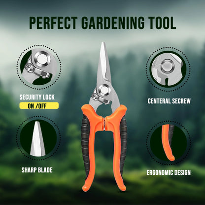 Plant Pruning Shears, Stainless Steel Garden Pruner Scissors, Bypass Clippers (3 Pack)