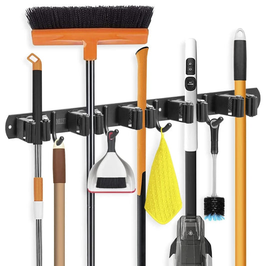 Broom Holder Wall Mount Stainless Steel Heavy Duty Garage Organization Organizer