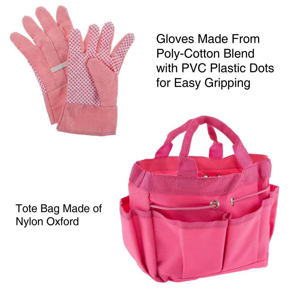 Kids Pink Gardening Tool Set with Canvas Bag