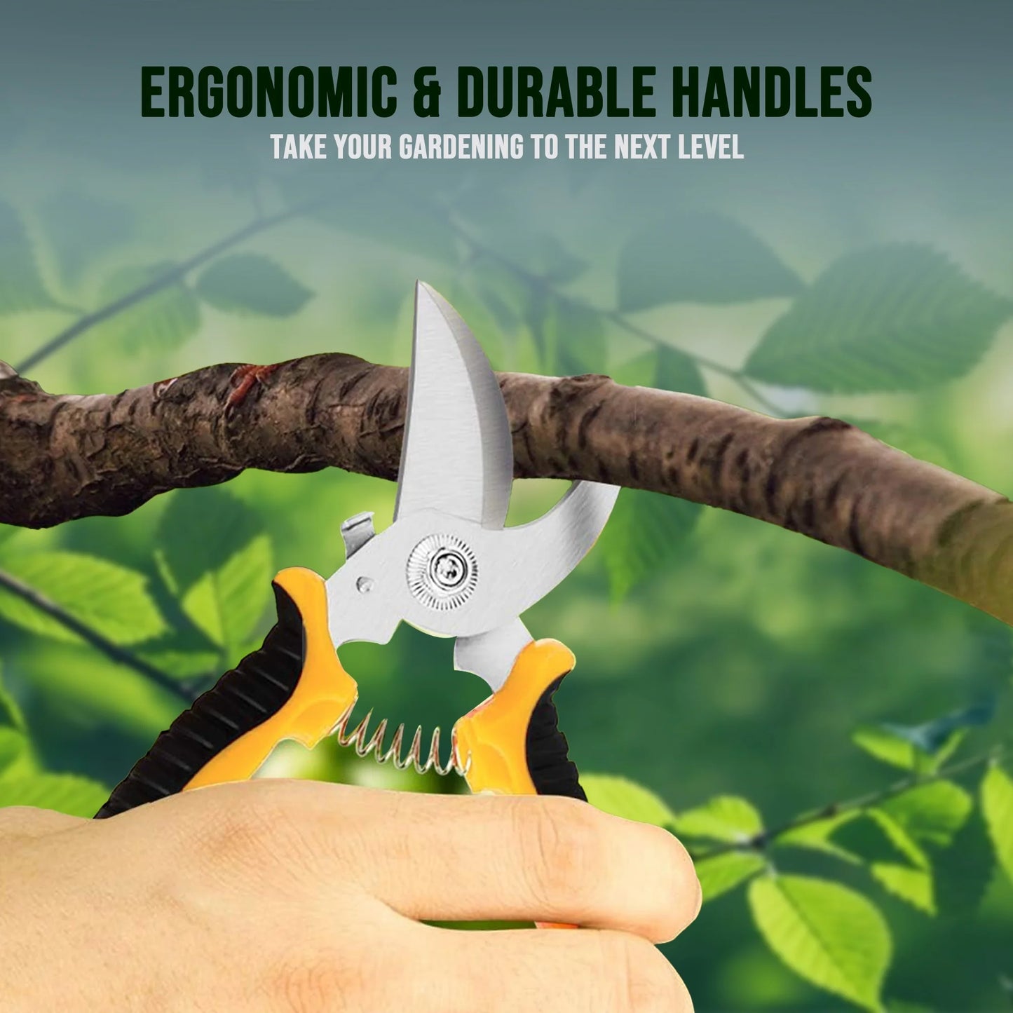 Plant Pruning Shears, Stainless Steel Garden Pruner Scissors, Bypass Clippers (3 Pack)