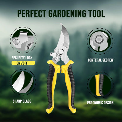 Plant Pruning Shears, Stainless Steel Garden Pruner Scissors, Bypass Clippers (3 Pack)