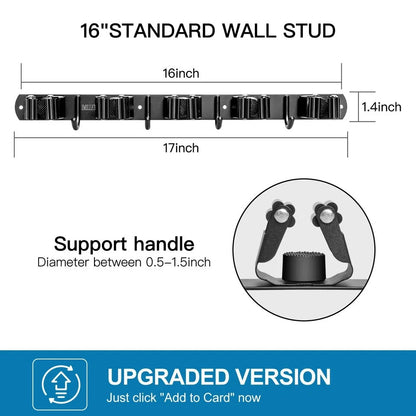 Broom Holder Wall Mount Stainless Steel Heavy Duty Garage Organization Organizer