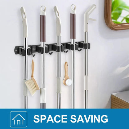 Broom Holder Wall Mount Stainless Steel Heavy Duty Garage Organization Organizer