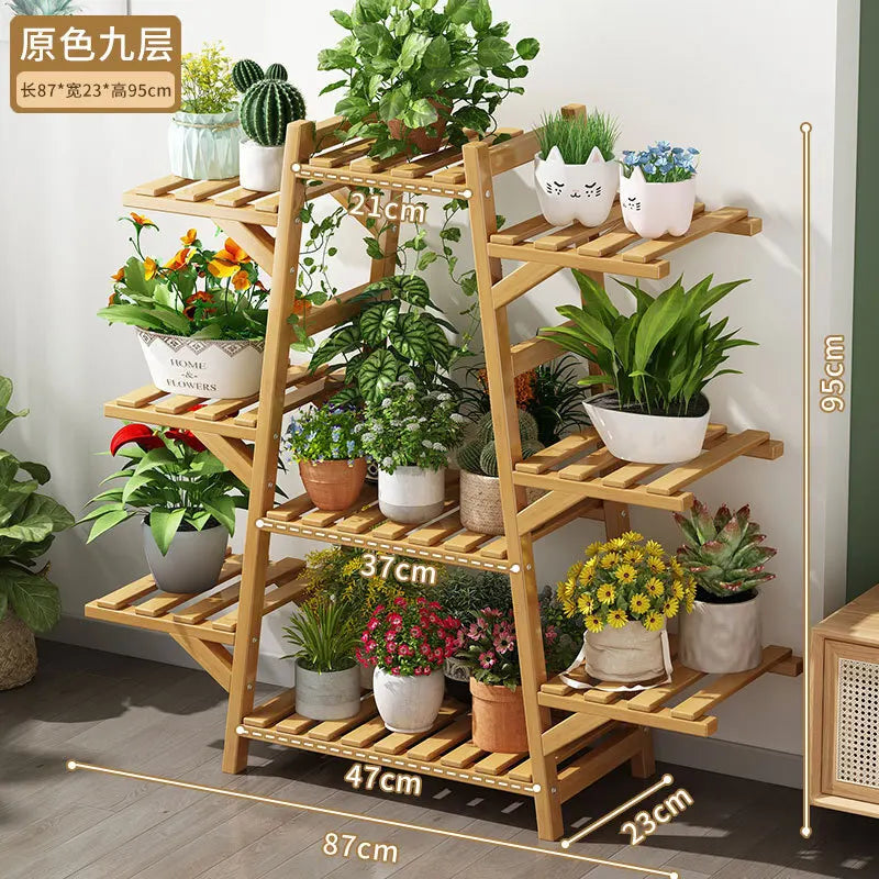 Elevate Your Space with Our Stylish Multi-Layer Bamboo Plant Rack – Perfect for Balconies and Living Rooms!