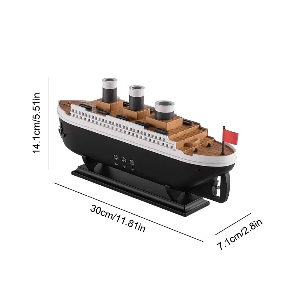 Transform Your Space with the Titanic Ship Model Air Humidifier - A Stylish 250ml Aroma Diffuser with Remote Control
