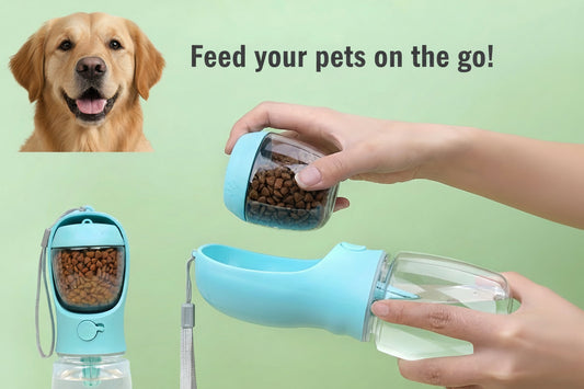 Portable Dog and Cat Water Bottle with Food Storage - Perfect for Outdoor Adventures and Travel
