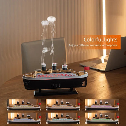 Transform Your Space with the Titanic Ship Model Air Humidifier - A Stylish 250ml Aroma Diffuser with Remote Control