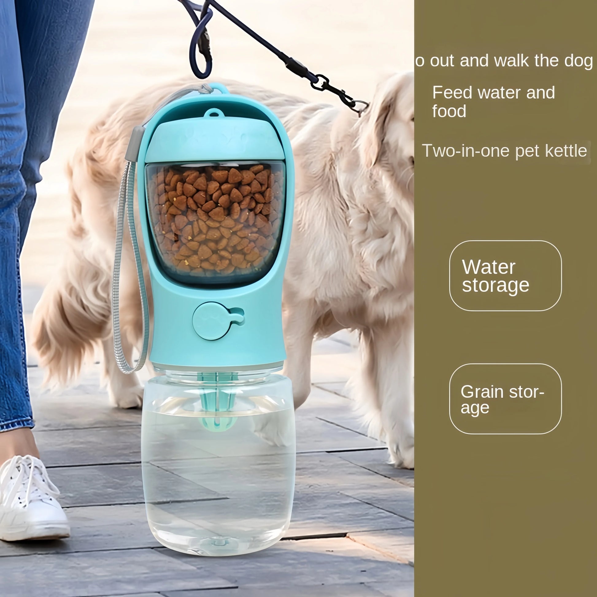 Portable Dog and Cat Water Bottle with Food Storage - Perfect for Outdoor Adventures and Travel
