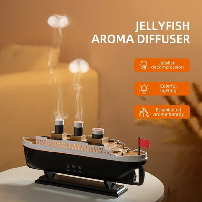 Transform Your Space with the Titanic Ship Model Air Humidifier - A Stylish 250ml Aroma Diffuser with Remote Control